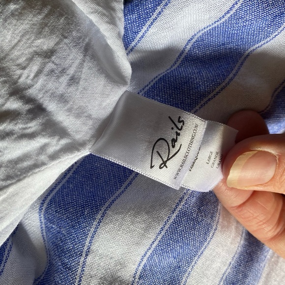 Rails Wren Pacifica Stripe Dress, Sz Large, Blue & White stripes, Rayon & Linen - Picture 12 of 14
